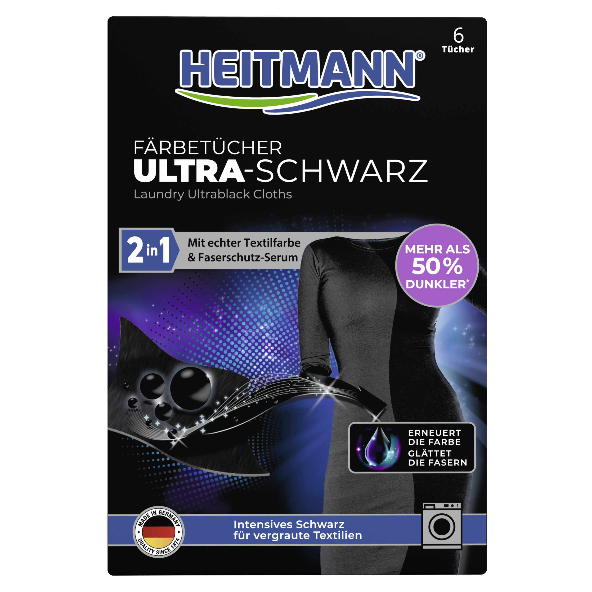 HEITMANN Ultra Siyah Renk Koruyucu Mendil'6 lı