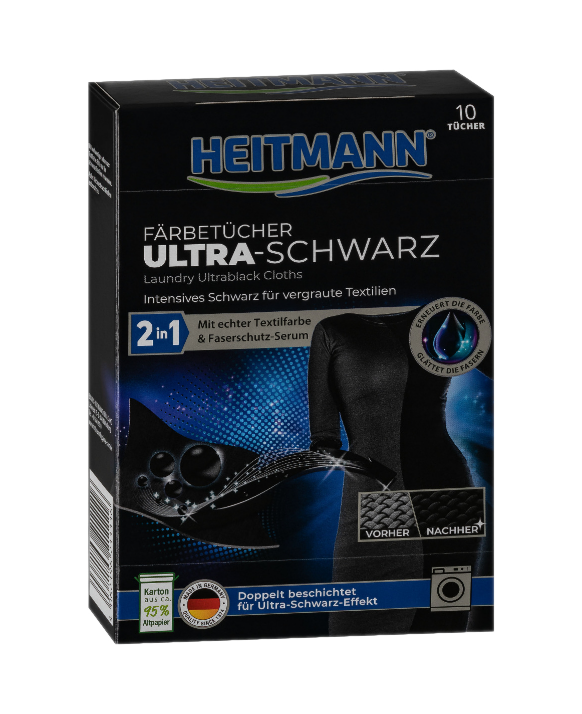 HEITMANN Ultra Siyah Renk Koruma ve Solmuş Siyah Giysileri Boyama Mendili' 10 Adet